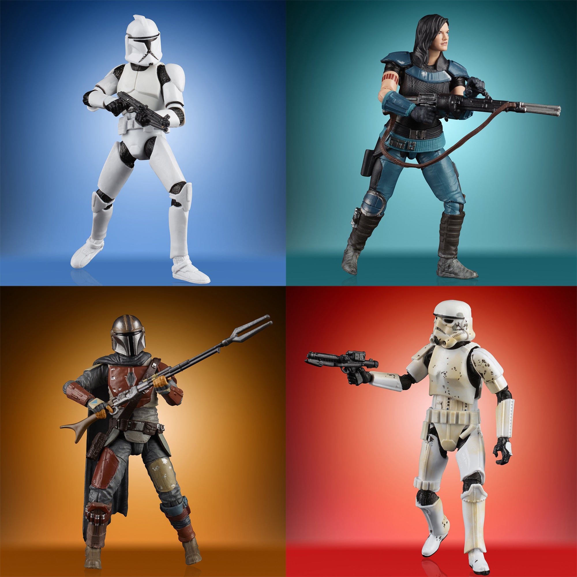 Hasbro - Star Wars: The Vintage Collection - The Mandalorian - Cara Dune, The Mandalorian, Stormtrooper, Clone Trooper (Set of 4) - Marvelous Toys